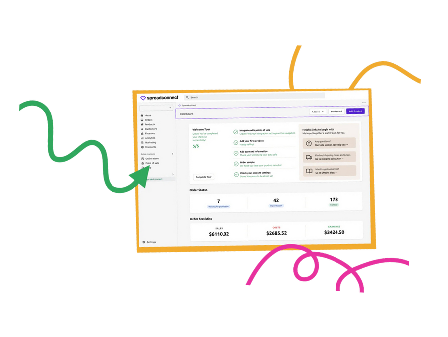 screenshot of the earnings dashboard from a spreadconnect merchant